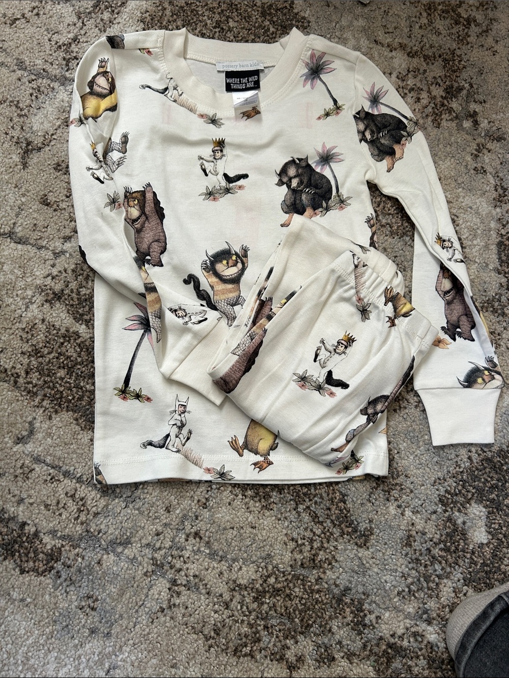 Pottery Barn Kids Cream Where the Wild Things Are Character Print Pajama Set